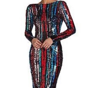 Dress the Population Vibrant Sequin Long Sleeve Dress